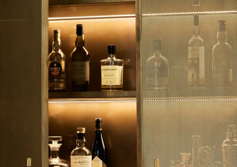 Wine cabinet LED shelf lighting